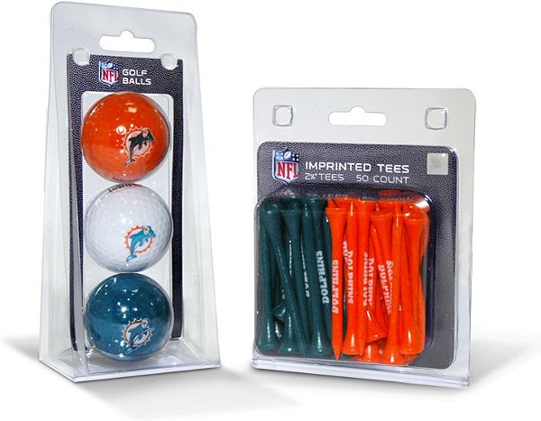 Bolas de golfe com logotipo da NFL (3 unidades) e tees de golfe regulamentares de 2-3/4 (50 unidades), coloridos.