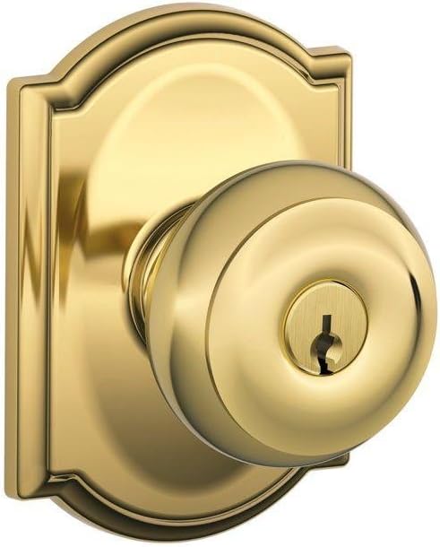 Maçaneta Geórgia com Trava de Entrada com Chave e Acabamento Camelot, Bronze Polido