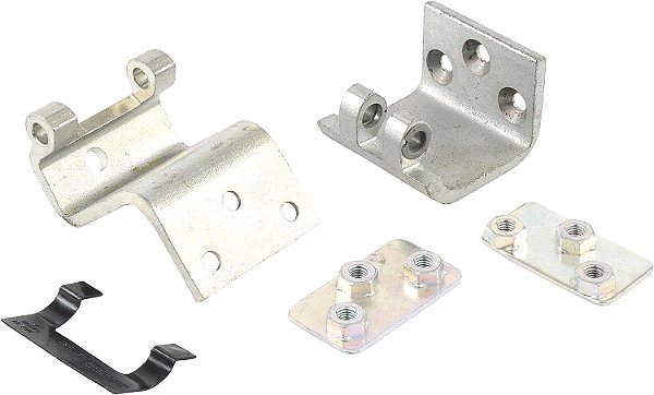 Peças Originais GM 19257342 Kit de Dobradiça Inferior Traseira com dobradiças, placas de apoio, pino, batente e parafusos.