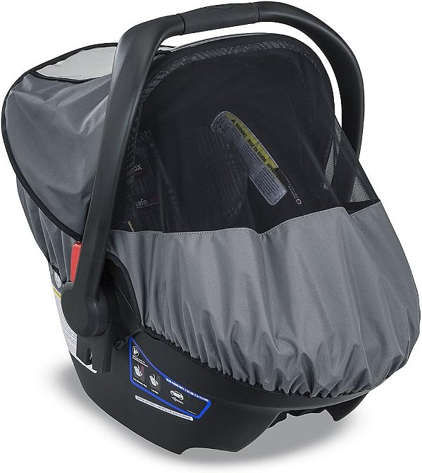 Capa de assento de carro para bebê Britax B-Covered All-Weather - UPF 50 - Impermeável - Janela de malha ventilada para proteção contra insetos, 16x17x25 polegadas (embalagem com 1 un