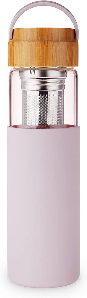 Pinky Up Dana Viagem Infusor Caneca com Manga de Silicone, Copo de Viagem Isolado de Parede Dupla com Filtro de Chá a Granel, Caneca de Café de Viagem, Perfeito para Café Gelado, 16 oz, Lavanda