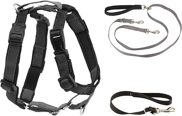 Peitoral 3 em 1 PetSafe com Guia de Controle de Dois Pontos, Peitoral Antipuxão, Grande, Preto