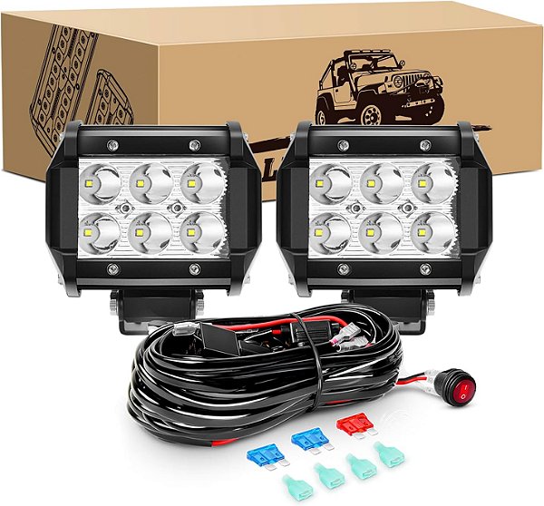 GOOACC 2PCS 18W LED Pods Spot Light Bar Fog Light Driving Lighting with 16AWG Off Road Wiring Harness-2 Leads for Truck Golf Cart SUV ATV UTV Boat, 2 Years Warranty

GOOACC 2PCS 18W LED Pods Barra de luz