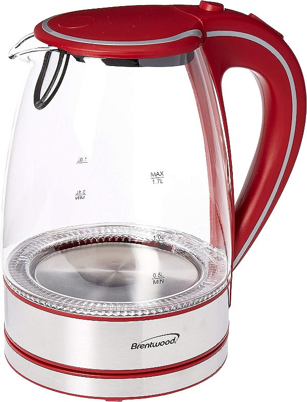 Chaleira de Vidro Temperado KT-1900R da Brentwood Appliances, 1,7 Litros, Vermelho
