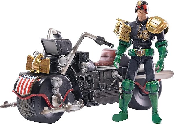 HIYA TOYS Judge Dredd: Dredd e Lawmaster Mk II PX 1:18 Escala Figura de Ação Miniatura Exclusiva.