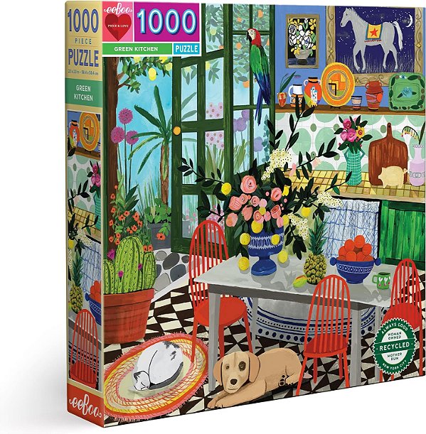 eeBoo: Quebra-cabeça adulto quadrado de 1000 peças Cozinha Verde Paz e Amor, Multicolorido, Quebra-cabeça para adultos e famílias, inclui peças brilhantes e resistentes e pó mínimo