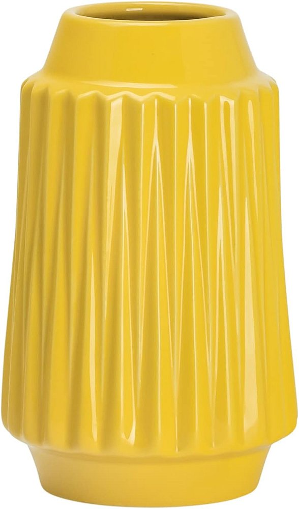 Vaso de cerâmica para decoração moderna de casa Torre & Tagus Ella - Peça central geométrica de mesa para casamentos, encontros, decoração de sala de jantar moderna rústica com padrões facetados, médio