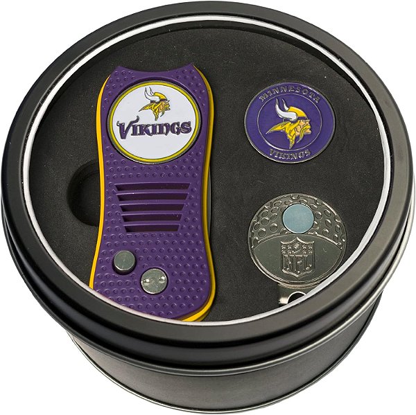 Conjunto de Presente NFL de Golfe da Equipe: Ferramenta de Reparo Switchblade, Prendedor de Boné e 2 Marcadores de Bola de Esmalte Dupla Face, Design Patenteado, Menos Danos aos Greens, Mecan