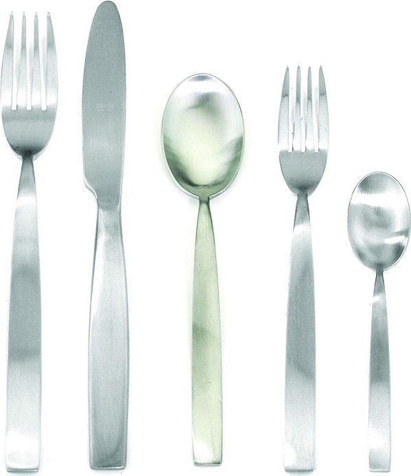 Coleção de Talheres Mepra 104028020 Mediterranea Ice [conjunto de 20 peças] acabamento em aço inoxidável escovado, talheres seguros para máquina de lavar louça