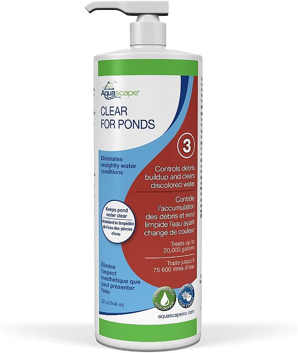 Tratamento Aquascape CLEAR para Água de Lagoas de Carpas e Peixes, Mistura de Clarificadores para Limpar Água Turva ou Descolorida e Reduzir Detritos, 32 onças / 946 ml | 96067