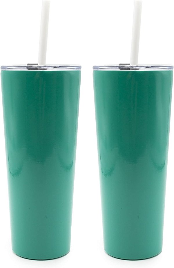 Conjunto de 2 Copos com Canudo Isolado de 710ml Cambridge Silversmiths Teal