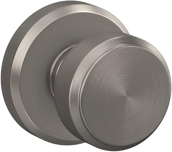 Maçaneta da porta Schlage F10 BWE 619 GSN Bowery com acabamento Greyson, fechadura de passagem para Hall & Closet, níquel acetinado