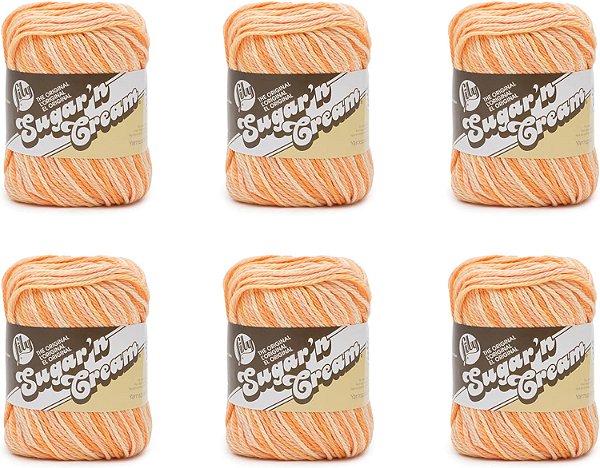 Fio de Algodão Super Tamanho Soleil Lily Sugar'N Cream - Pacote com 6 de 85g/3oz - 4 Médio (Lã Penteada) - 150 Jardas - Tricô/Crochê