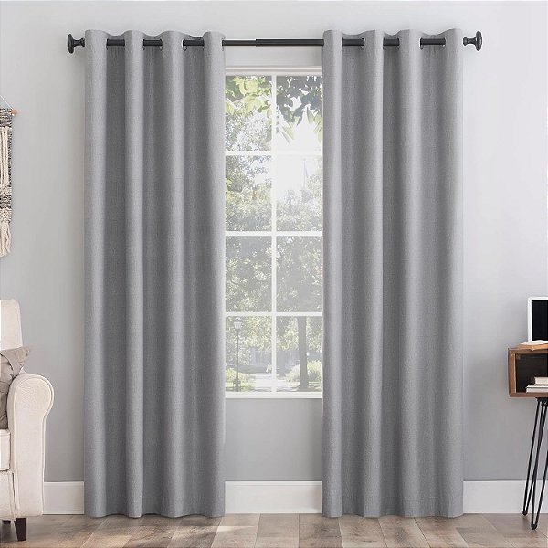 Painel de Cortina Grommet Sun Zero Columbia 2-Pack Economia de Energia Térmica 100% Blackout, Par de Painéis, 50 x 108, Prata