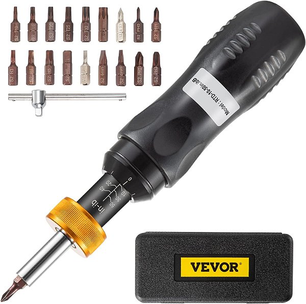 Chave de torque VEVOR, Chave de torque com encaixe de 1/4, Chave de torque para eletricista, 10-50 in/lbs, Faixa de torque precisa a ±5%, Chave de torque de 5 in-lbs com