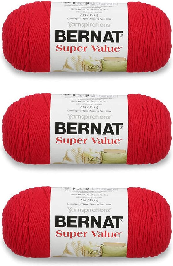 Fio Bernat Super Value, 3 Pacotes, Berry 3 unidades