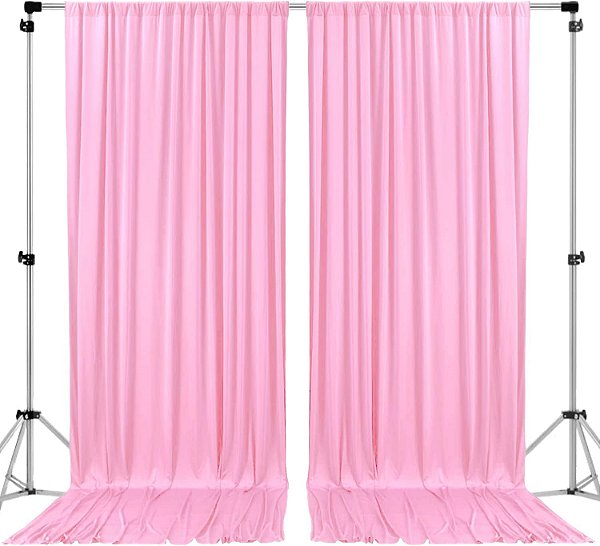 AK TRADING CO. 10 pés x 8 pés IFR Poliéster Cortinas de Fundo para Painéis com Bolsos de Varão - Decorações de Janela para Cerimônia de Casamento Festa em Casa - Rosa