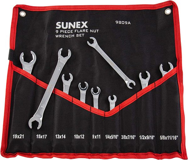 Conjunto de Chaves de Boca Sunex Tools 9809A, 1/4x5/15 - 5/8 - 11/16, 9mm x 11mm - 19mm x 21mm, Totalmente Polido, 9