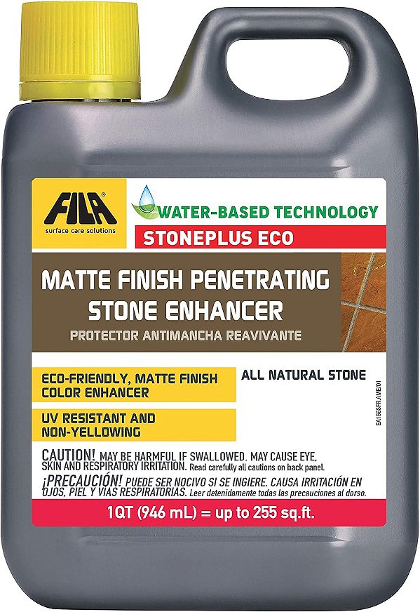 Soluções de cuidados com superfícies da FILA, STONEPLUS ECO, Selante de pedra e realçador de cor, Selante para pavimentos à base de água, Ideal para todas as pedras naturais como Travertino, Granito e Ardós