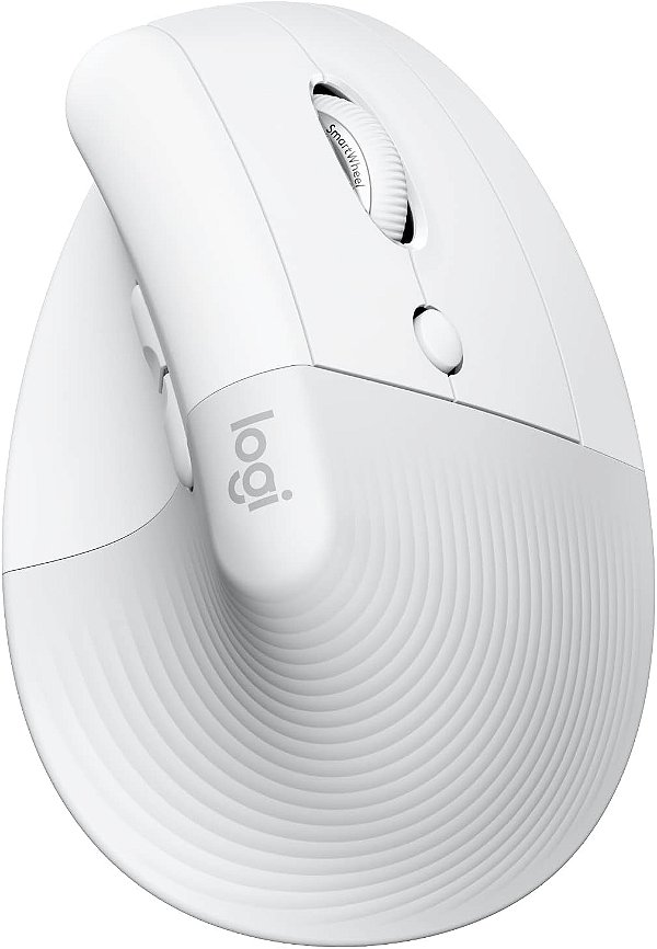 Logitech Lift para Mac Mouse Ergonômico Vertical sem Fio, Bluetooth, Cliques Silenciosos, Roda Silenciosa Inteligente, 4 Botões Personalizáveis, para macOS/iPadOS/MacBook Pro/Air/iMac/iPad - Branco Off
