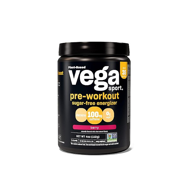 Vega Sport Energizante Pré-Treino Sem Açúcar, Berry - Pó Pré-Treino para Mulheres e Homens, Suporta Energia e Foco, Eletrolitos, Vegano, Keto, Sem Glúten, Não Trans