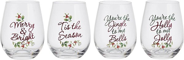 Taças de Vinho Pfaltzgraff Winterberry, 20oz Sentiments, Multicoloridas