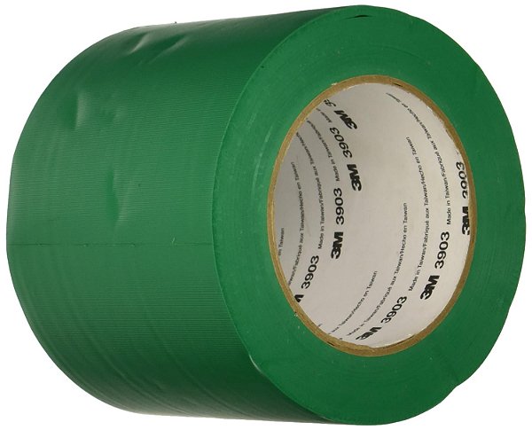 Rolo de Fita Adesiva de Vinil 3M 3903 - 4 polegadas x 150 pés. Verde, Resistente à Umidade, Produtos Químicos, Fita Adesiva de Borracha com Revestimento de Vinil em