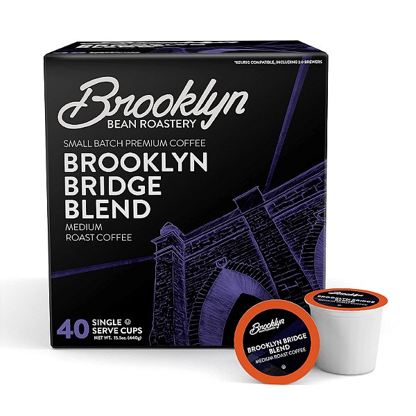 Café Gourmet Brooklyn Bridge Blend da Brooklyn Beans, Compatível com Keurig K Cup 2.0 Brewers, 40 unidades.