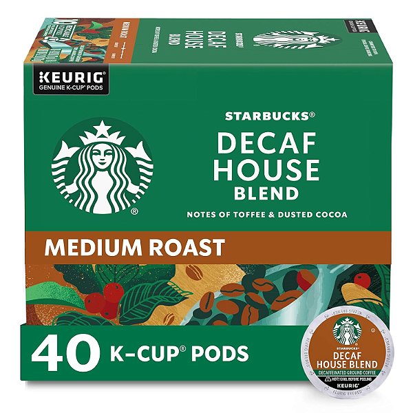 Cápsulas de café Starbucks Descafeinado, Casa Blend para Cafeteiras Keurig, 1 caixa (40 cápsulas)