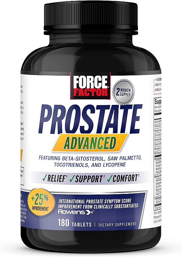 FORCE FACTOR Próstata Avançada, Suplemento de Saúde para Homens para Reduzir as Viagens Noturnas ao Banheiro, Alívio da Bexiga e do Trato Urinário, com Saw Palmetto, Beta-Sitosterol