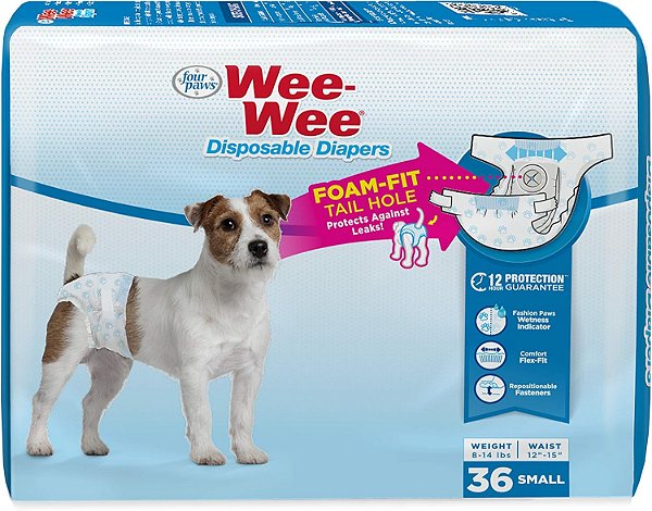 Fraldas descartáveis para cães Wee-Wee da Four Paws Tamanho Pequeno (36 unidades)