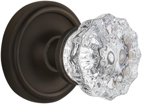 Maçaneta de porta clássica com roseta de vidro e cristal, privacidade - 2.75, bronze esfregado a óleo da Nostalgic Warehouse