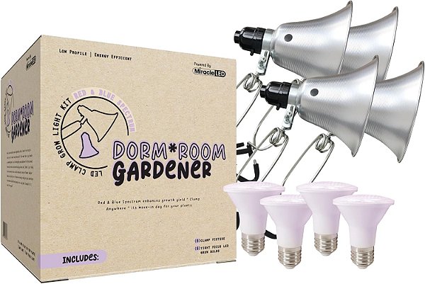 Kit de luzes de cultivo LED Miracle LED para plantas de dormitório - Espectro vermelho e azul Lâmpada de crescimento de única planta 6W substituindo lâmpada de crescimento incandescente de 75W e fixação