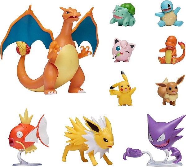 Pokemon Ultimate Pacote de 10 Figuras de Batalha 2-4.5 - Pikachu, Charmander, Squirtle e Mais (Exclusivo da Amazon)
