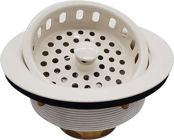 Westbrass D214-51 3-1/2 Post Style Large Kitchen Sink Basket Strainer, 1-Pack, Pó de Amêndoa Aplicado por Revestimento