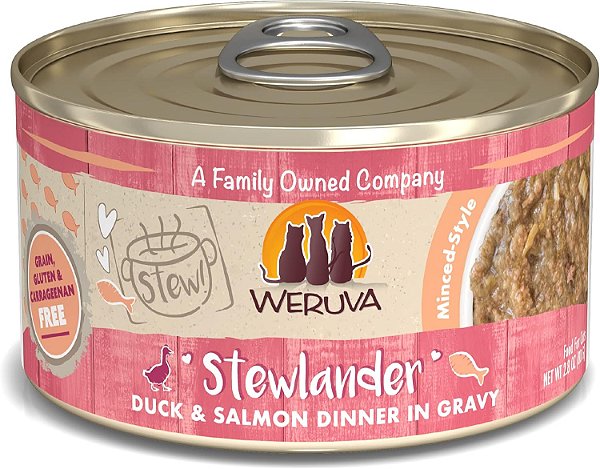 Guisados Clássicos para Gatos da Weruva, Stewlander com Pato e Salmão em Molho, Lata de 2,8oz (Pacote com 12)