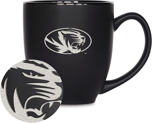 Caneca Bistrô Fosca de 15oz da Rico Industries NCAA  - Para Bebidas Quentes ou Frias - Logo da Equipe Gravado Para Sensação Única