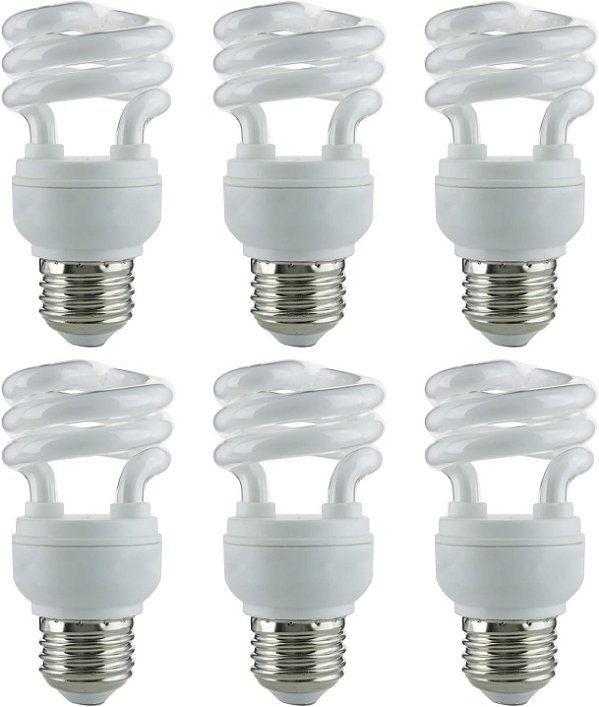 Lâmpada Spiral Mini CFL Sunlite 41462-SU, 9 Watts (equivalente a 40W), Base Média (E26), 500 Lumens, Vida Útil de 10.000 Horas, Branco Frio 4100K