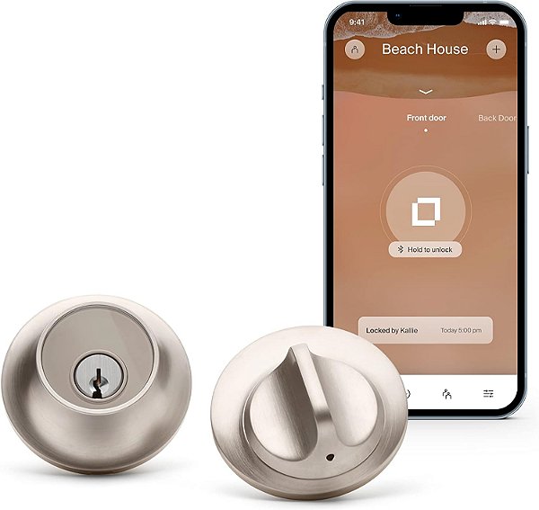 Level Home Inc. Level Lock Smart Lock Touch Edition - Fechadura Inteligente Smart Deadbolt para Entrada sem chave usando Toque, Cartão de Chave ou Smartphone, Fechadura Bluetooth, Compatível com Apple HomeKit, Níquel acetinado