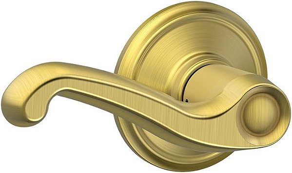 Fechadura de alavanca para corredor e armário SCHLAGE F10 FLA 608, Latão acetinado Flair