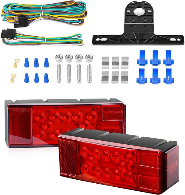 Kit de Luzes LED para Reboque AveneMark 2PCS, Luzes de LED Retangulares de Perfil Baixo para Reboque 12V Luz de Seta de Parada Lateral para Barco Reboque Caminhão Marítimo
