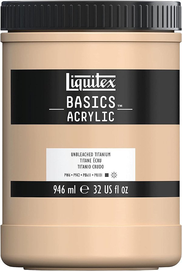 Tinta Acrílica Liquitex BASICS, 946ml (32 onças), Frasco de Titânio Não Branqueado, 1 litro (Pacote com 1)