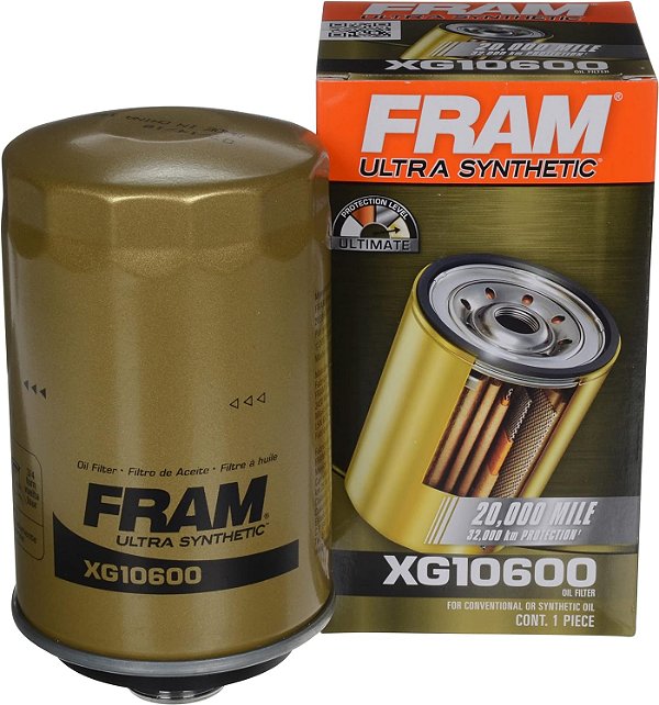 Filtro de óleo de reposição automotiva ultra sintética FRAM, projetado para trocas de óleo sintético com duração de até 20 mil milhas, XG10600 (pacote com 1)
