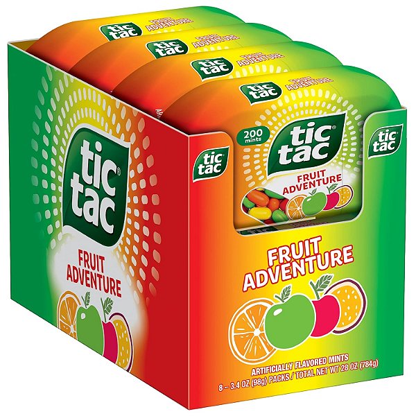 Tic Tac, Balas de Hortelã Fruit Adventure, 8 unidades, Refresco Para Levar, 3,4 Oz Cada