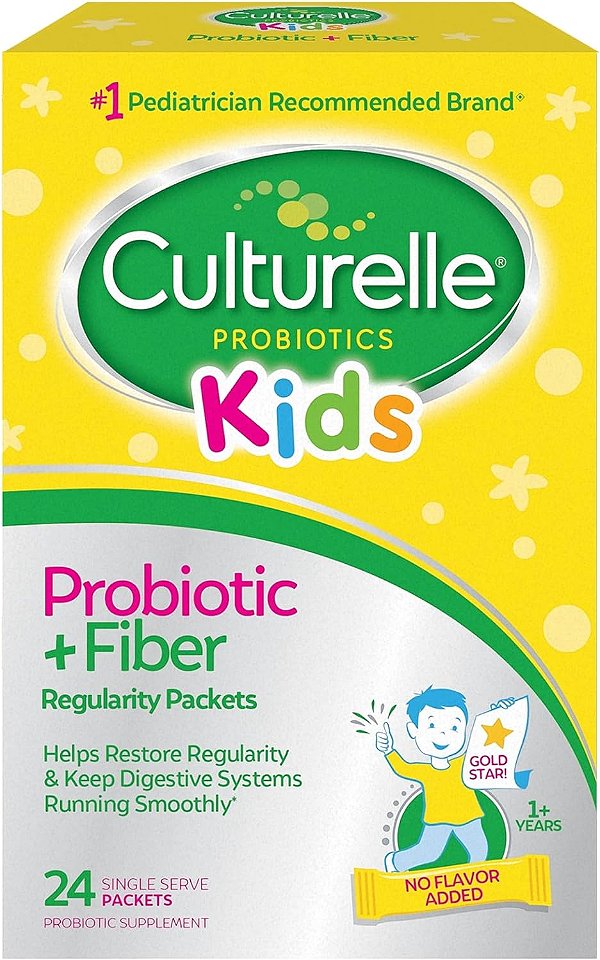 Pacotes de Probióticos + Fibras Culturelle Kids (3 anos ou mais) - 24 unidades - Saúde Digestiva e Suporte Imunológico - Ajuda a Restaurar a Regularidade (Embalagem pode variar)