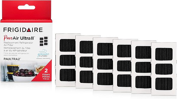 Filtro de ar para geladeira Frigidaire PAULTRA2 Pure Air Ultra II com tecnologia de carbono para absorver odores de alimentos, 3,8 x 1,8, 6 unidades