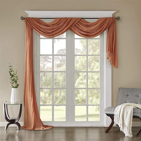 Cortina Sheer Madison Park Harper para Sala de Estar - Tratamento Leve para Janela do Quarto, Decoração, Privacidade e Filtragem de Luz, 42 x 216, Especiaria