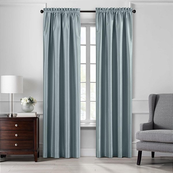 Elrene Home Fashions Colette Cortina de Janela Blackout Faux-Silk, 52 pol x 84 pol (1 Painel), Mineral