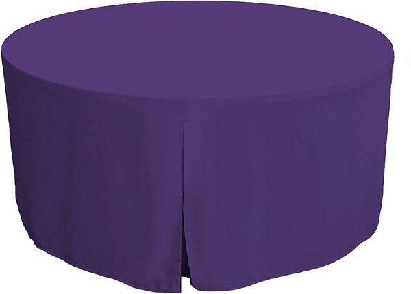 Toalha de mesa redonda premium ajustada reutilizável Tablevogue, 60 polegadas, roxa.