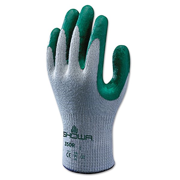 Luva revestida de nitrilo Atlas Fit 350 SHOWA 350XL-10, X-Grande, Verde/Cinza (Pacote com 12)